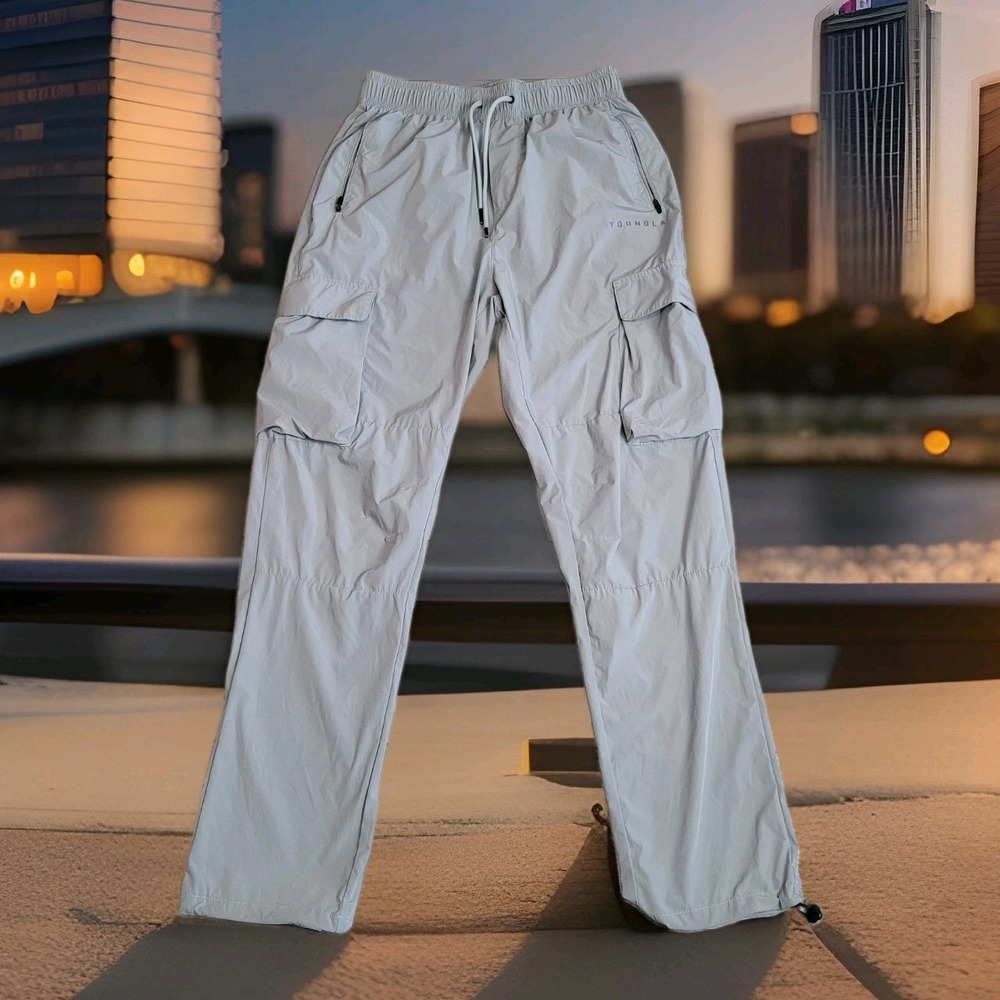👖YoungLA 218 Travel Cargo Joggers Men's 29x30 Grey Performance Active Pants